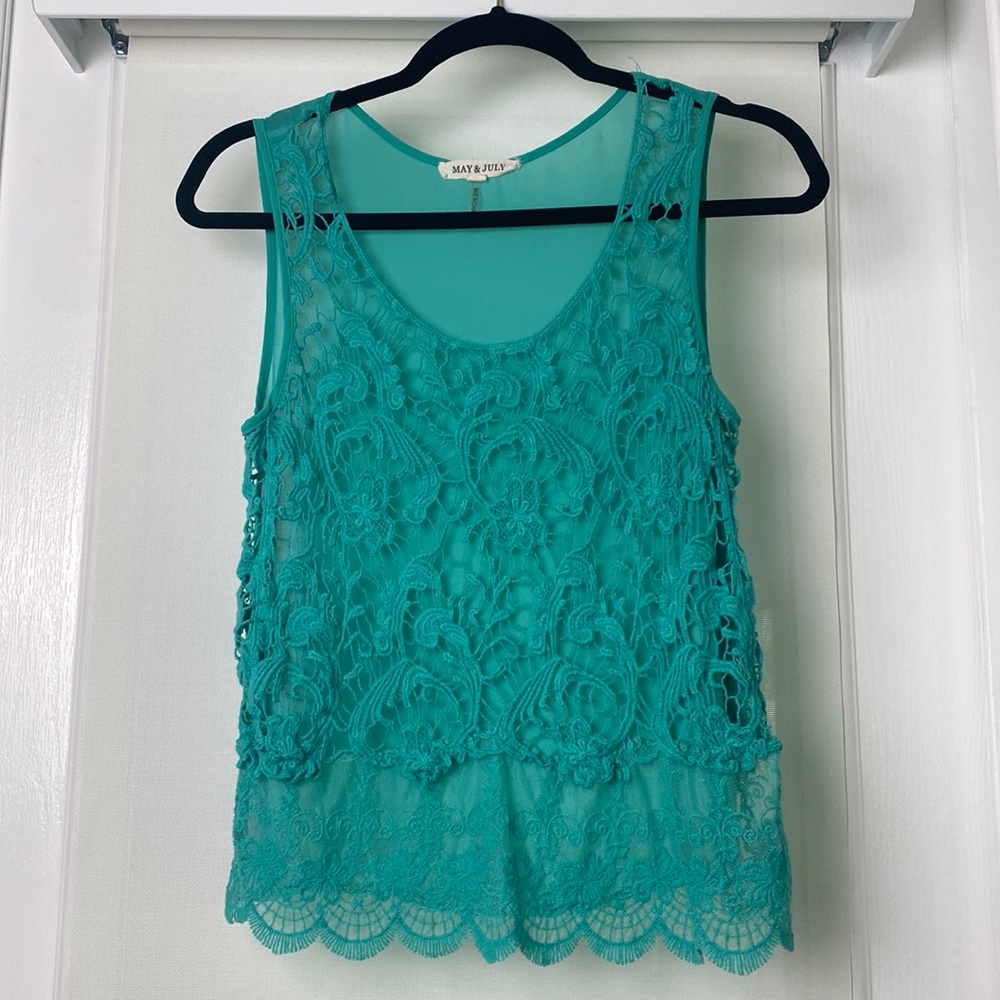 Teal See Through Summer Top 👙☀️